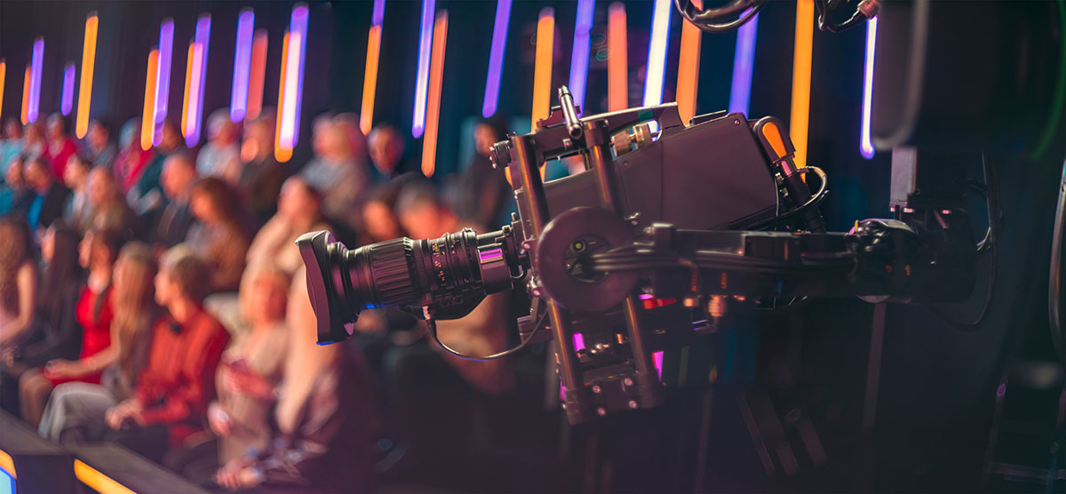 film camera in live audience television show